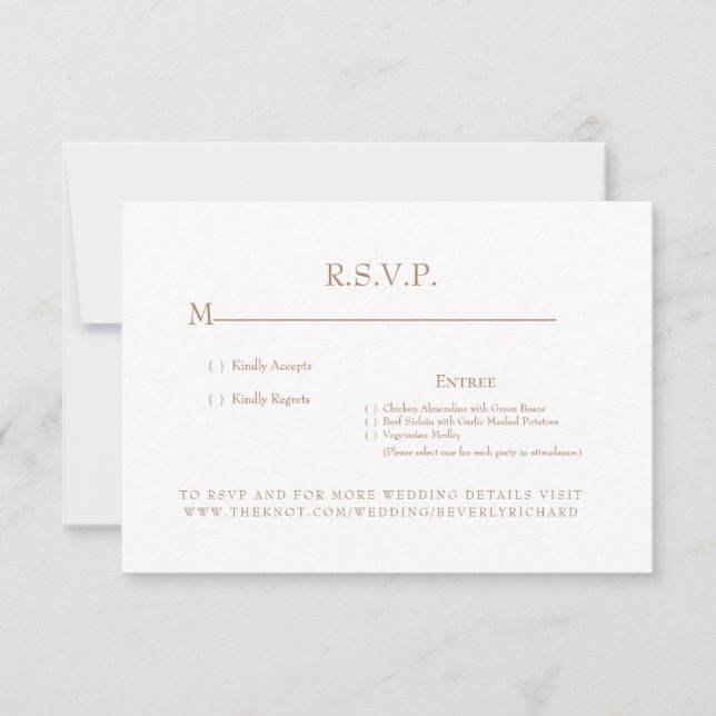 Cartão RSVP de Casamento Monograma Branco e Dourad (Frente)