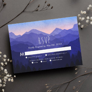 Cartão RSVP de Casamento Montanhas Azuis