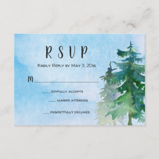Cartão RSVP de Casamento Montanhês com Participaçã