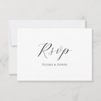 Cartão RSVP de Casamento Muçulmano Elegante Branco