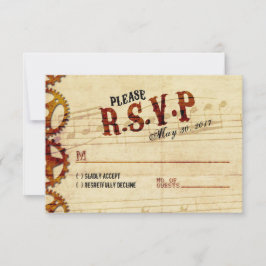 Cartão RSVP de Casamento Musical Steampunk