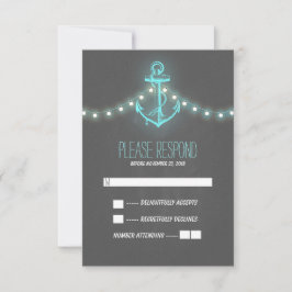 cartão RSVP de casamento náutico do quadro