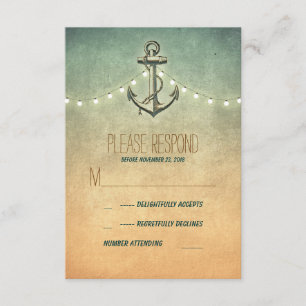 cartão RSVP de casamento náutico vintage