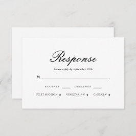 Cartão RSVP de Casamento Negro e Branco Elegante