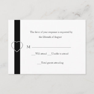 Cartão RSVP de Casamento Negro e Branco Moderno