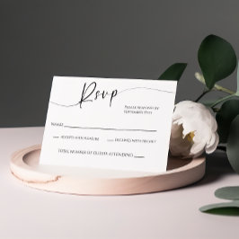 Cartão RSVP de Casamento Negro e Branco Moderno