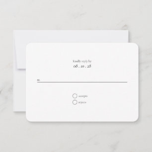Cartão RSVP de Casamento Negro e Branco Ultra Mini