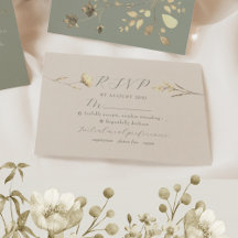 Cartão RSVP de Casamento Neutral de Flor Selvagem