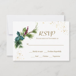 Cartão RSVP de Casamento no inverno Evergreen Holl