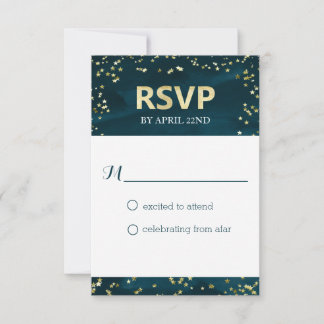 Cartão RSVP de Casamento noturno estrelado