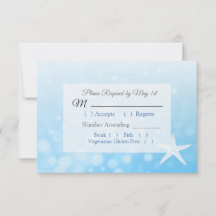 Cartão RSVP de Casamento Oceânico Blue Starfish