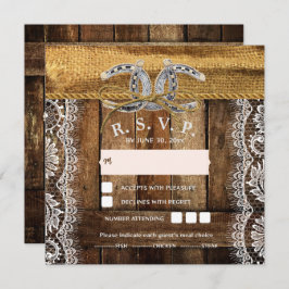 Cartão RSVP de Casamento Ocidental Rustic Country