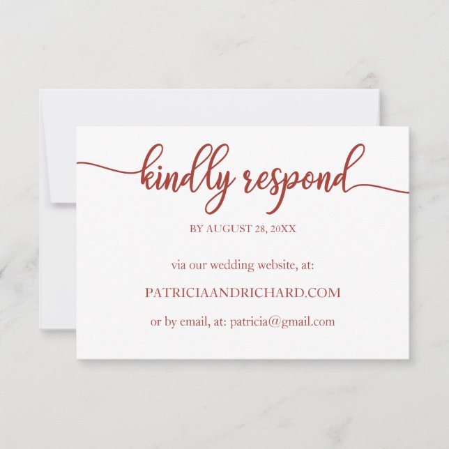 Cartão RSVP de Casamento Online de Chic Calliograf (Frente)