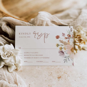 Cartão RSVP de Casamento outono de flor selvagem