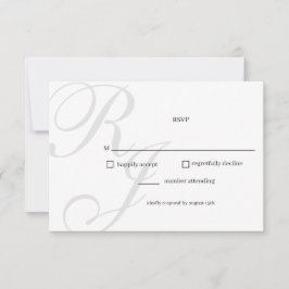 Cartão RSVP de Casamento Preto e Branco