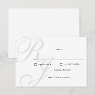 Cartão RSVP de Casamento Preto e Branco