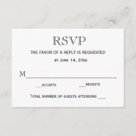 Cartão RSVP de Casamento / Preto e Branco