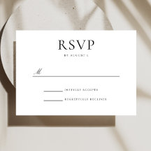 Cartão RSVP de Casamento Preto e Branco Elegante