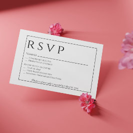 Cartão RSVP de Casamento Preto e Branco Formal