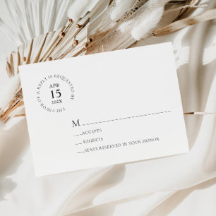 Cartão Rsvp De Casamento Preto e Branco Moderno Mi