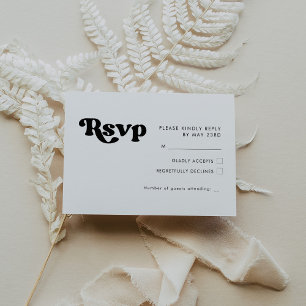 Cartão RSVP de casamento preto e branco para retr