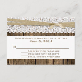 Cartão RSVP de Casamento Rástico de Madeira e Loca