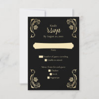 Cartão RSVP de Casamento Real de Rosas Real Mediev