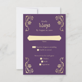 Cartão RSVP de Casamento Real de Rosas Real Mediev