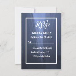 Cartão RSVP de Casamento Romântico Azul Elegante