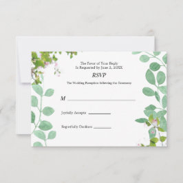 Cartão RSVP de Casamento Romântico Eucalyptus Summ
