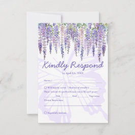 Cartão RSVP de Casamento Romântico Lilac Wisteria