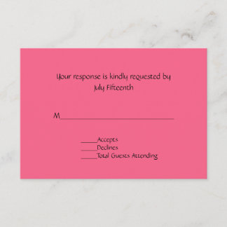 Cartão RSVP de Casamento Rosa Bonito Brilhante