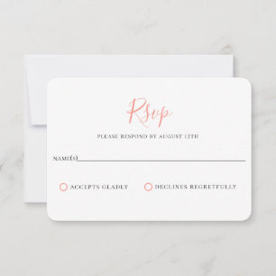 Cartão RSVP de Casamento Rosa Mole Minimalista