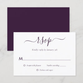 Cartão RSVP de Casamento Roxo Moderno