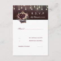Cartão RSVP de Casamento Russo Burgundy Flowers La