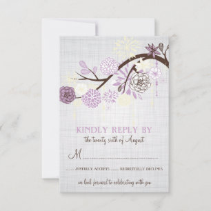 Cartão RSVP de Casamento Russo das Flores Lilac e 