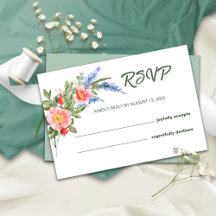 Cartão RSVP de Casamento Russo de lavandas e Flore