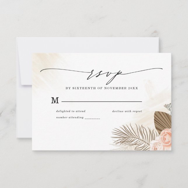Cartão RSVP de Casamento Rustic Boho Floral Terrac (Frente)