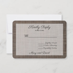 Cartão RSVP de Casamento Rustic Brown de Fundo