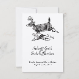 Cartão RSVP de Casamento Rustic Deer Woodland