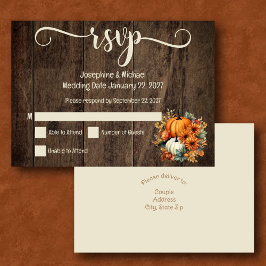 Cartão RSVP de Casamento Rustic Fall Autumn Pumpki
