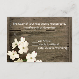 Cartão RSVP de Casamento Rustic Fence & Dogwood Bl