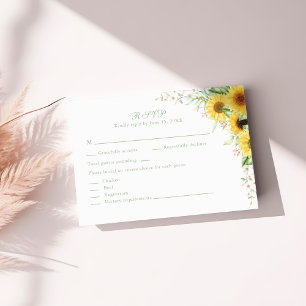 Cartão RSVP de Casamento Rustic Sunflower Delight