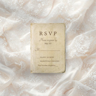 Cartão Rsvp de casamento rústico de papel antigo