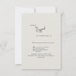 Cartão RSVP de Casamento Simples de Creme para nun