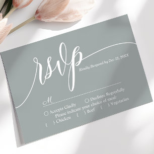 Cartão RSVP de Casamento Simples de Script Dusty S