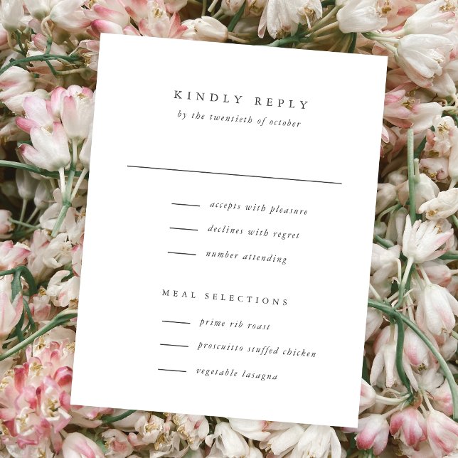 Cartão RSVP de Casamento Simples Elegante Clássico (Criador carregado)