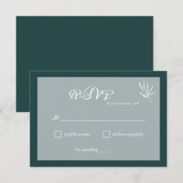 Cartão RSVP de Casamento Simples Emerald Green