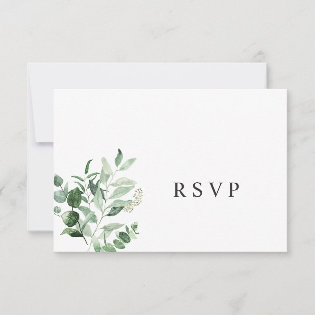 Cartão RSVP de casamento Simples Eucalyptus Greene (Frente)