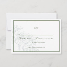 Cartão RSVP de Casamento Simples Floral Branco Ver